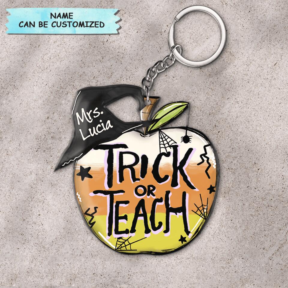 Personalized Keychain - Gift For Teacher - Trick Or Teach Pumpkin