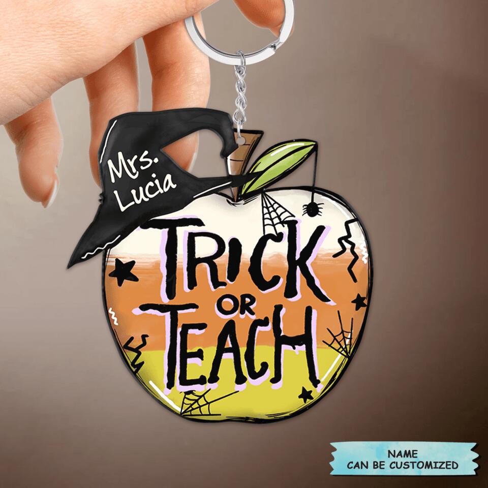 Personalized Keychain - Gift For Teacher - Trick Or Teach Pumpkin
