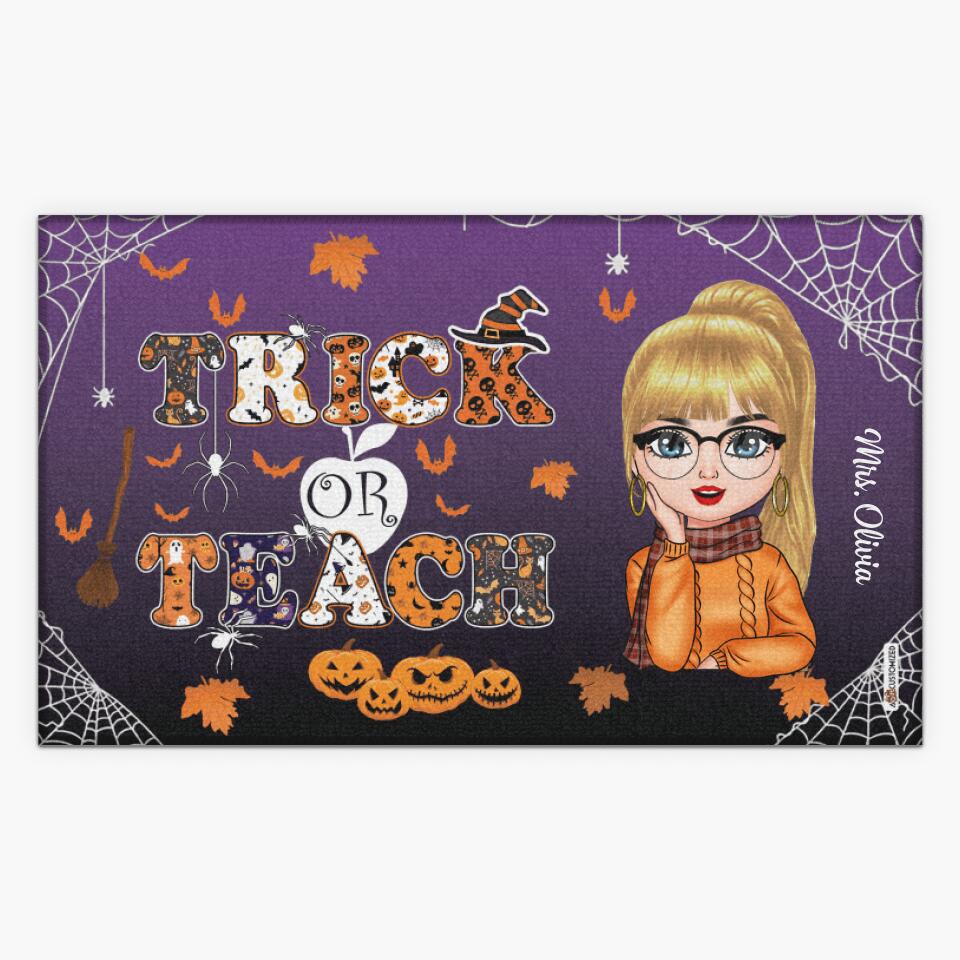 Personalized Doormat - Gift For Teacher - Trick Or Teach