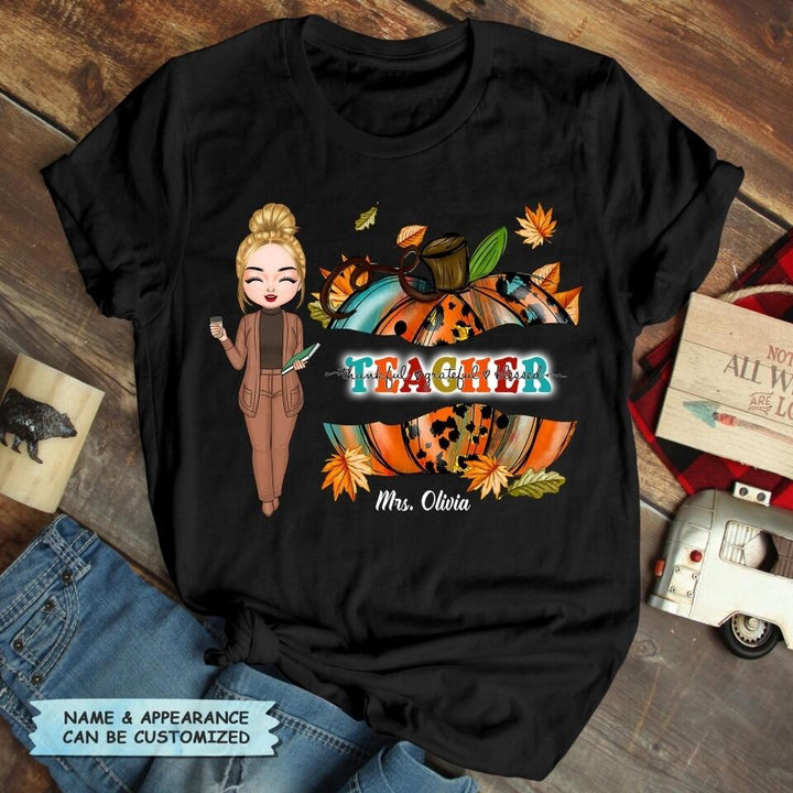 Personalized T-shirt - Gift For Teacher - Thankful Greatful Blessed