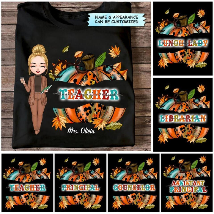 Personalized T-shirt - Gift For Teacher - Thankful Greatful Blessed