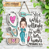 Personalized Door Sign - Gift For Nurse - She Works Willing With Her Hands