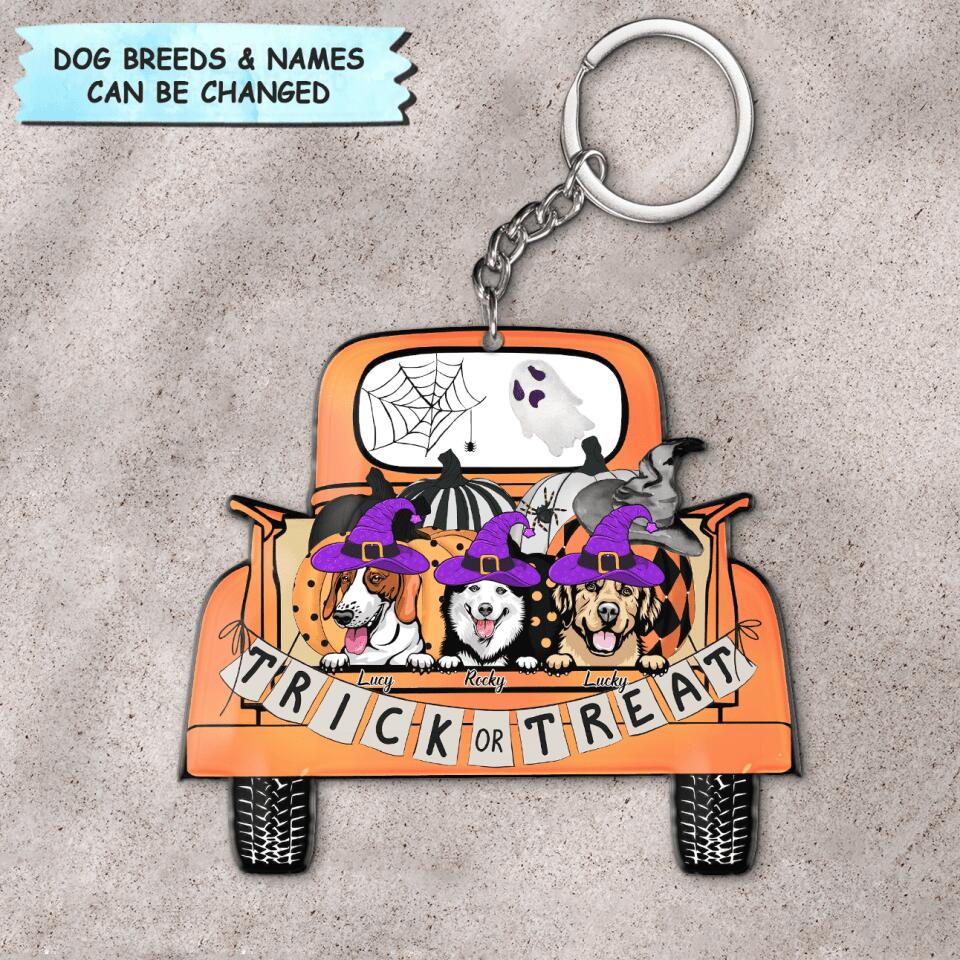 Personalized Keychain - Gift For Dog Lover - Trick Or Treat Halloween Dog