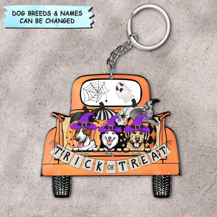Personalized Keychain - Gift For Dog Lover - Trick Or Treat Halloween Dog