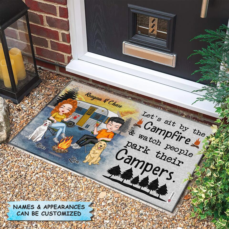 Personalized Doormat - Gift For Camping Lover - Let's Sit By The Campfire