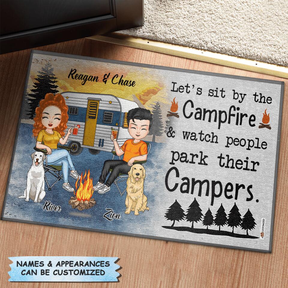 Personalized Doormat - Gift For Camping Lover - Let's Sit By The Campfire