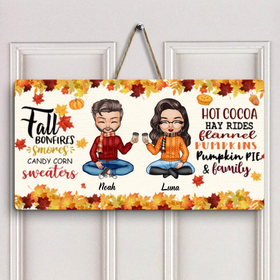Personalized Door Sign - Gift For Family - Fall Bonfires