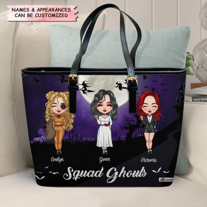 Personalized Leather Bucket Bag - Gift For Friend - Squad Ghouls