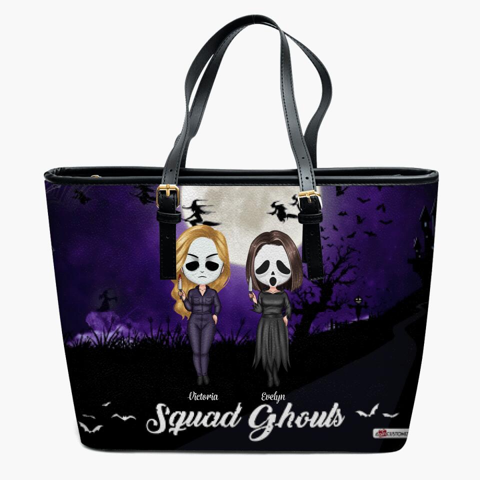 Personalized Leather Bucket Bag - Gift For Friend - Squad Ghouls