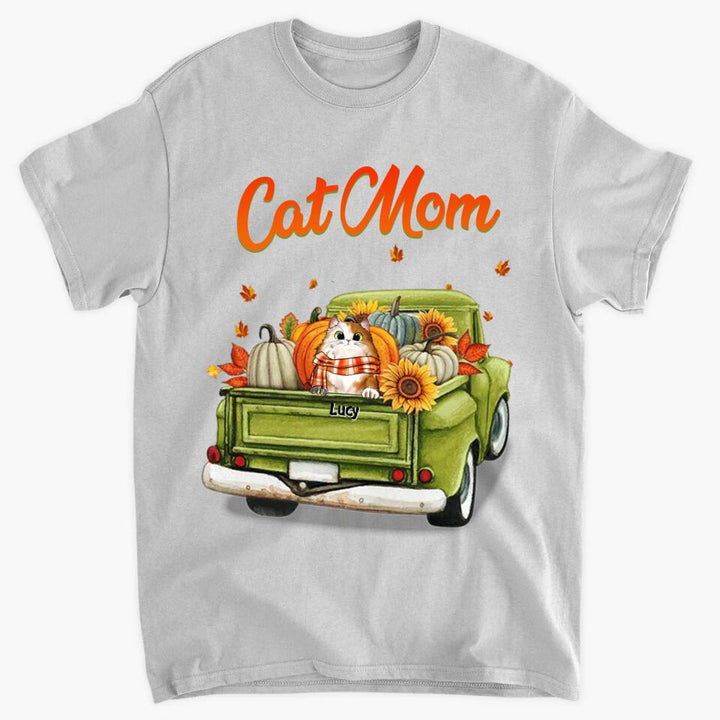 Personalized T-shirt - Gift For Cat Lover - Cat Mom Fall Truck