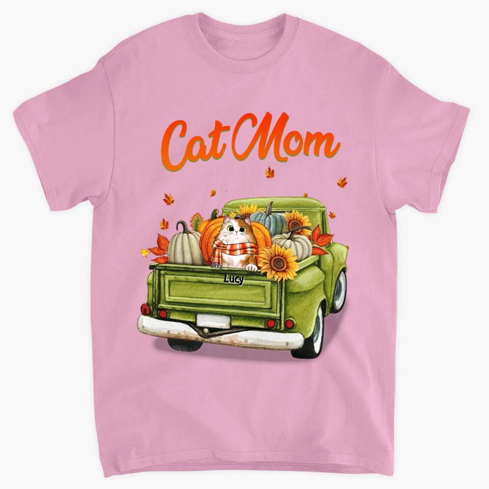 Personalized T-shirt - Gift For Cat Lover - Cat Mom Fall Truck