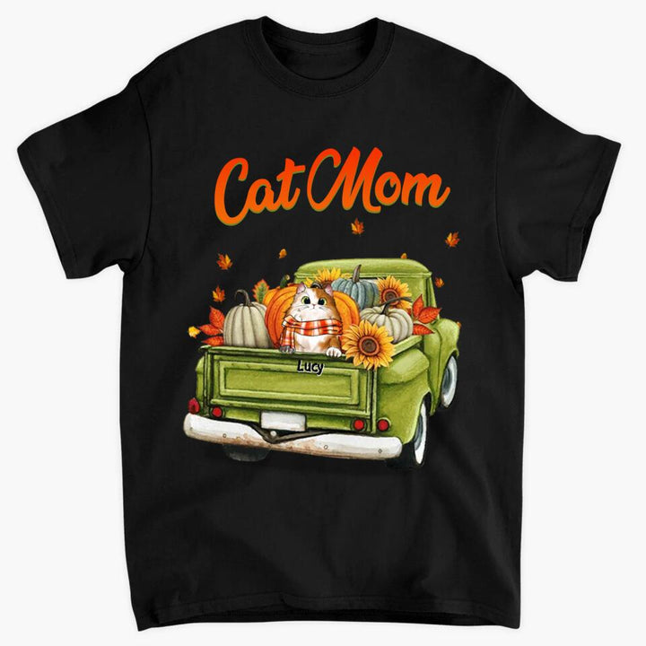 Personalized T-shirt - Gift For Cat Lover - Cat Mom Fall Truck