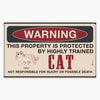Personalized Doormat - Gift For Cat Lover - Warning This Property Is Protected