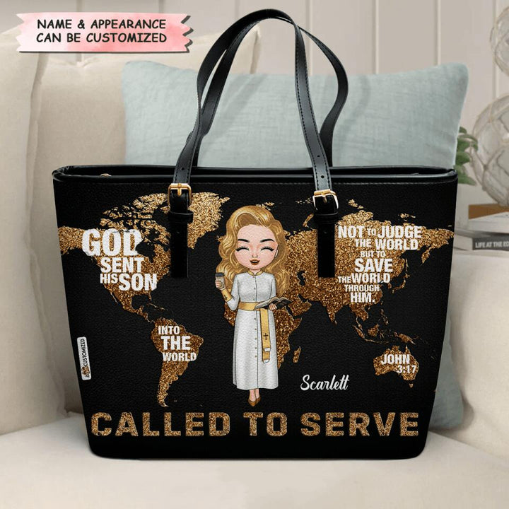 Personalized Leather Bucket Bag - Gift For Pastor - God Sent His Son