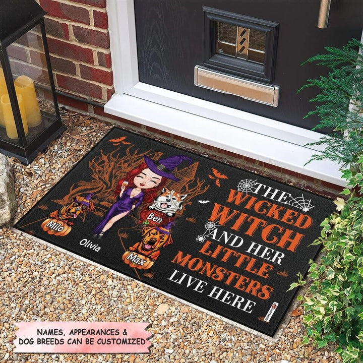 Personalized Doormat - Gift For Dog Lover - The Wicked Witch And Her Little Monsters Live Here
