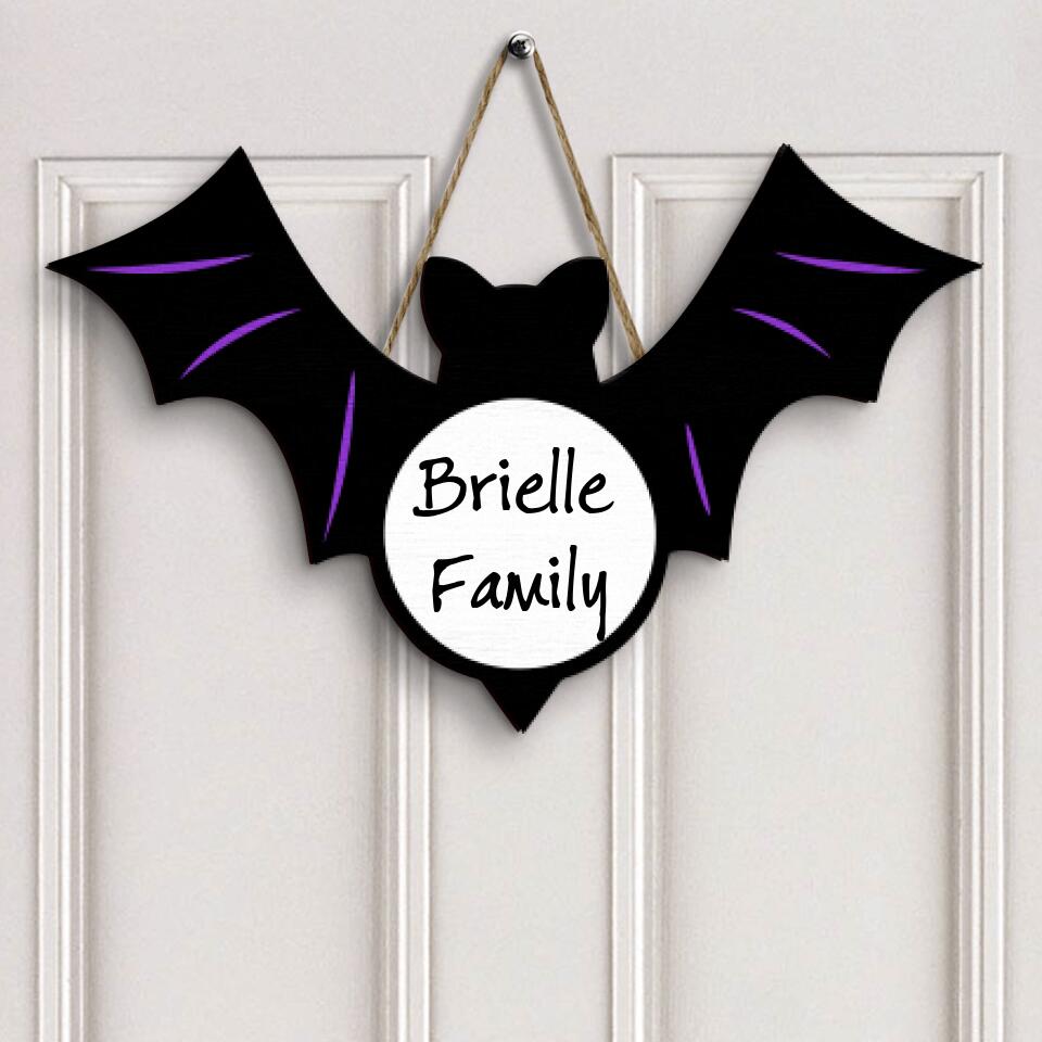 Personalized Door Sign - Gift For Family - Bat Halloween