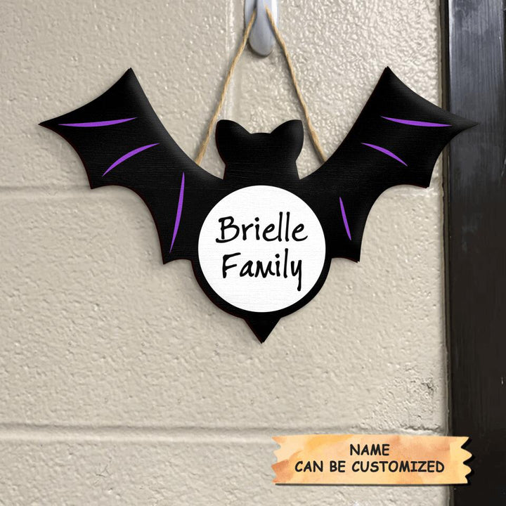 Personalized Door Sign - Gift For Family - Bat Halloween