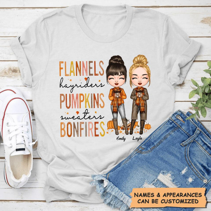 Personalized T-shirt - Gift For Friend - Flannels Hayriders Pumpkins