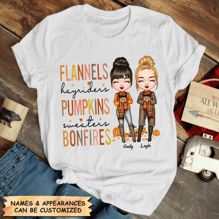 Personalized T-shirt - Gift For Friend - Flannels Hayriders Pumpkins