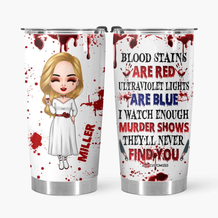 Personalized Tumbler - Gift For Halloween - Blood Stains Are Red Ultraviolet Lights Are Blue