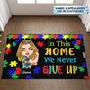 Personalized Doormat - Gift For AU Fighter - In This Home We Never Give Up