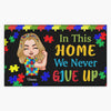 Personalized Doormat - Gift For AU Fighter - In This Home We Never Give Up