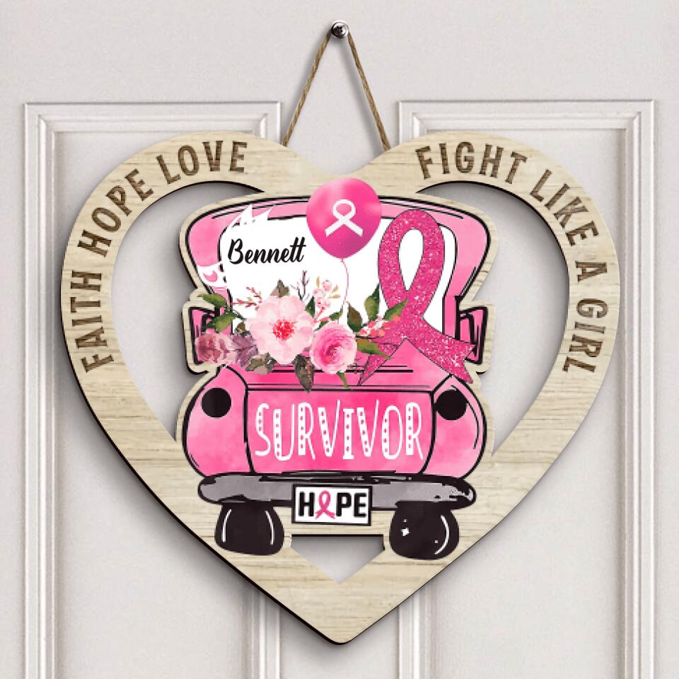 Personalized Door Sign - Gift For BC Fighter - Fight Like A Girl