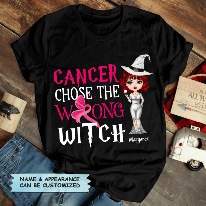 Personalized T-shirt - Gift For BG Fighter - Cancer Chose The Wrong Witch