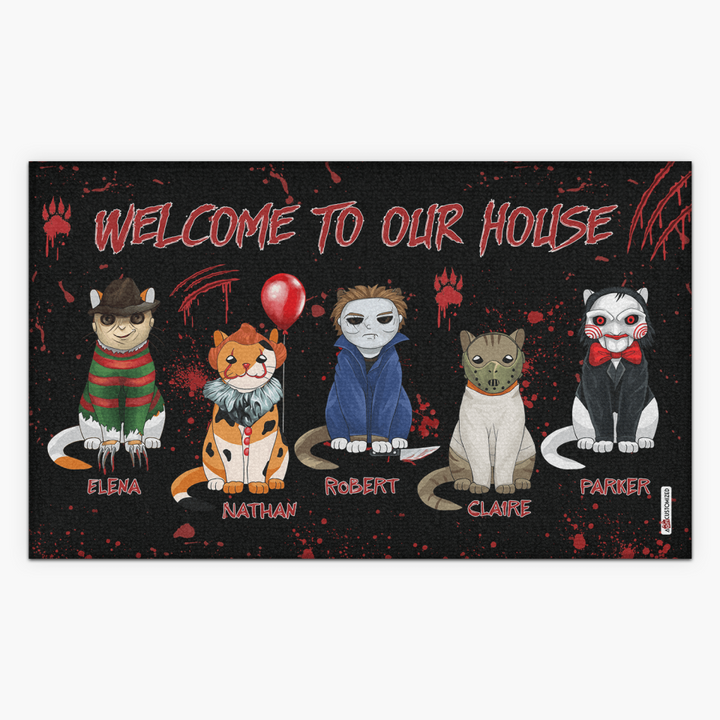 Personalized Doormat - Gift For Cat Lover - Welcome To Our House