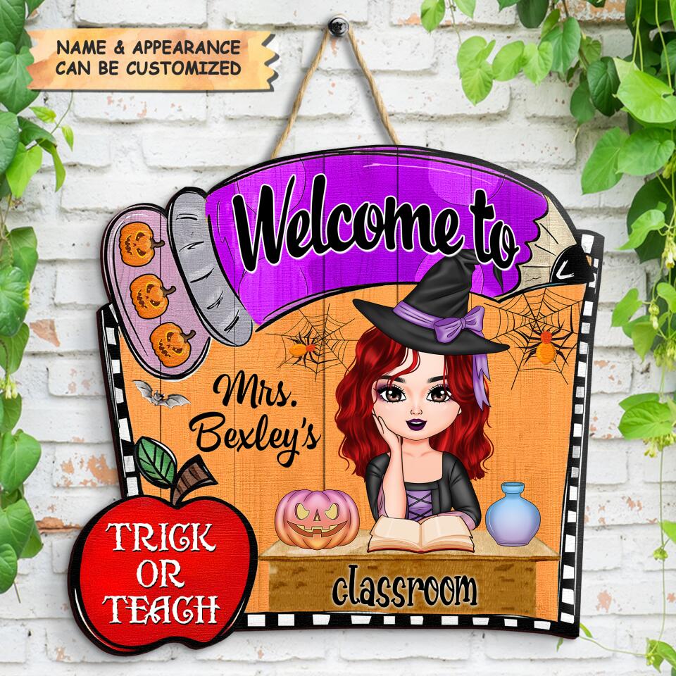 Personalized Door Sign - Gift For Teacher - Pencil Door Sign Halloween