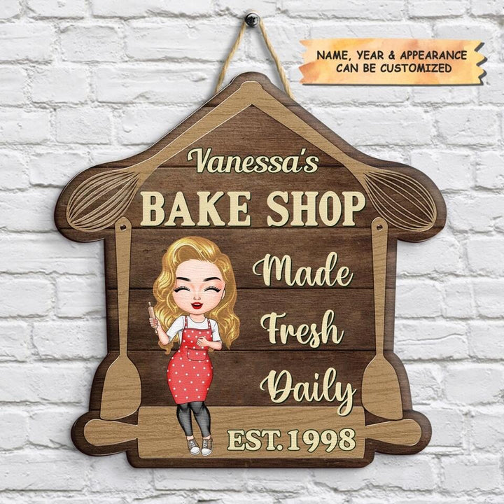 Personalized Door Sign - Gift For Baking Lover - Made Fresh Daily