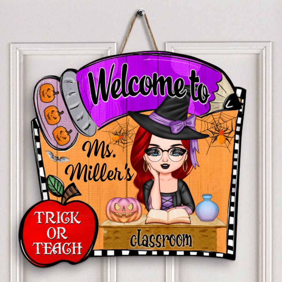 Personalized Door Sign - Gift For Teacher - Pencil Door Sign Halloween