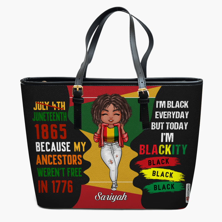 Personalized Leather Bucket Bag - Gift For Black Woman - Juneteenth 1865 Because My Ancestors Weren't Free In 1776