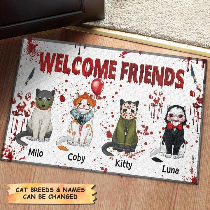 Personalized Doormat - Gift For Cat Lover - Welcome Friends