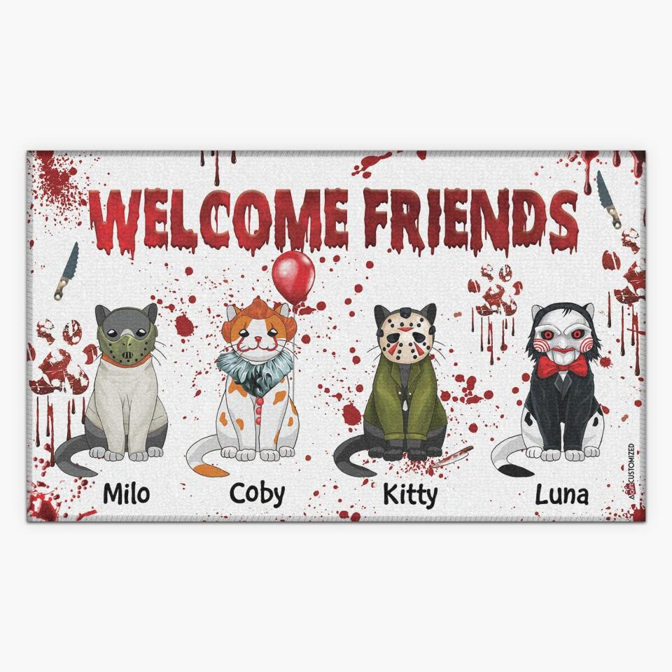 Personalized Doormat - Gift For Cat Lover - Welcome Friends