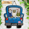Personalized Door Sign - Gift For Cat Lover - Halloween Cat Car