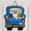 Personalized Door Sign - Gift For Cat Lover - Halloween Cat Car