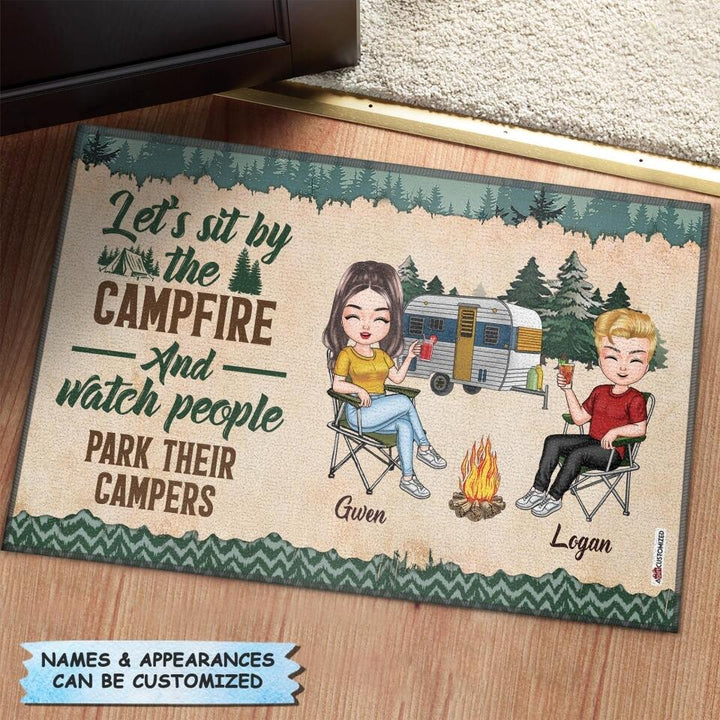 Personalized Doormat - Gift For Camping Lover - Let's Sit By The Campfire