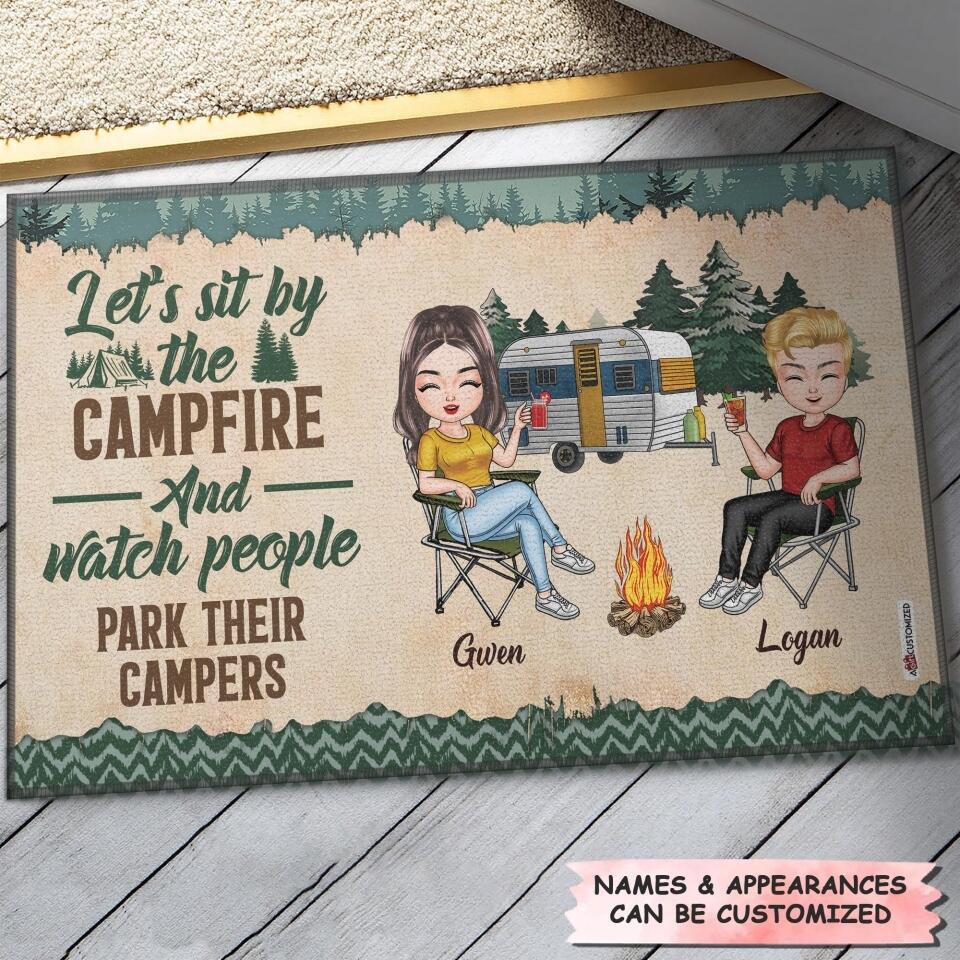 Personalized Doormat - Gift For Camping Lover - Let's Sit By The Campfire