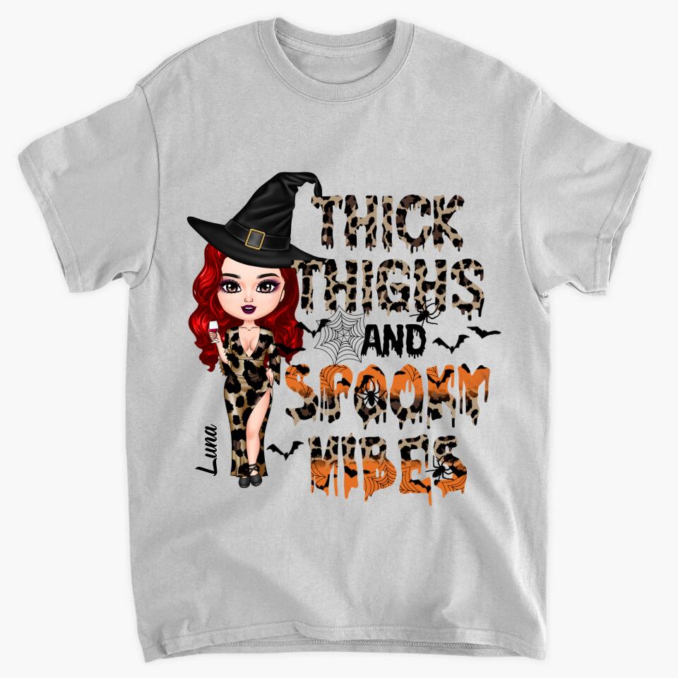 Personalized T-shirt - Gift For Halloween - Thick Thighs And Spooky Vibes