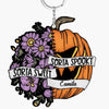 Personalized Keychain - Gift For Family Member - Flower Pumpkin Halloween