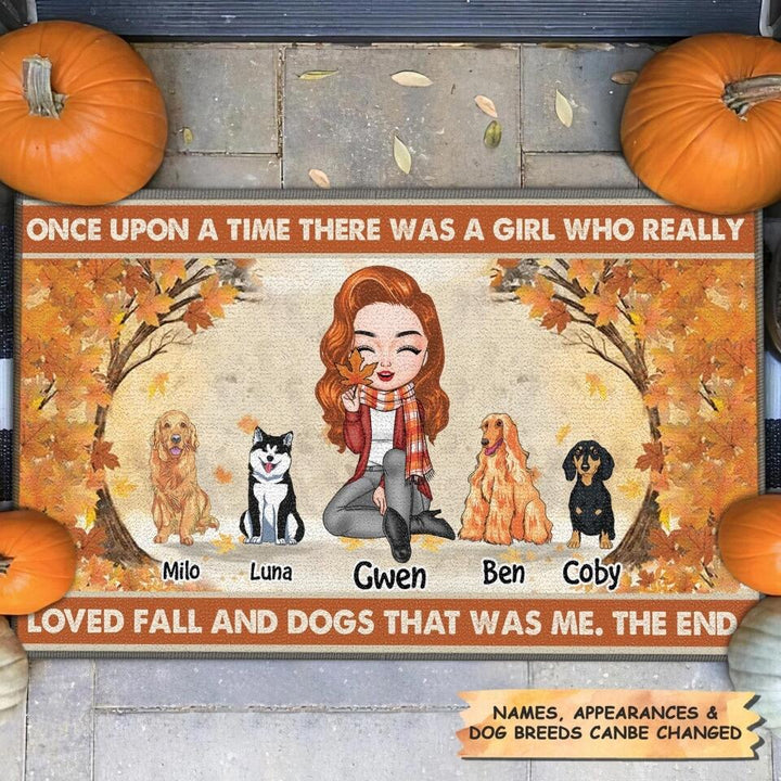 Personalized Doormat - Gift For Dog Lover - A Girl Who Really Loved Fall And Dogs