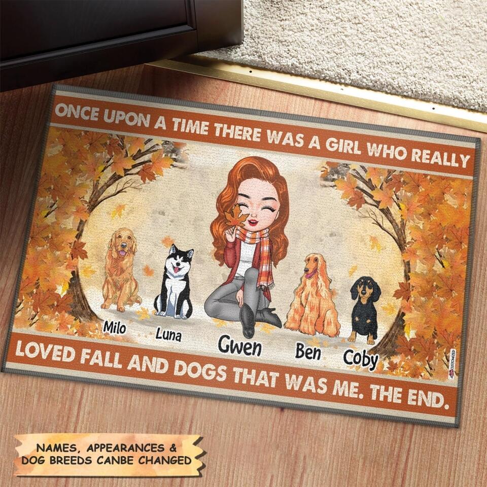 Personalized Doormat - Gift For Dog Lover - A Girl Who Really Loved Fall And Dogs