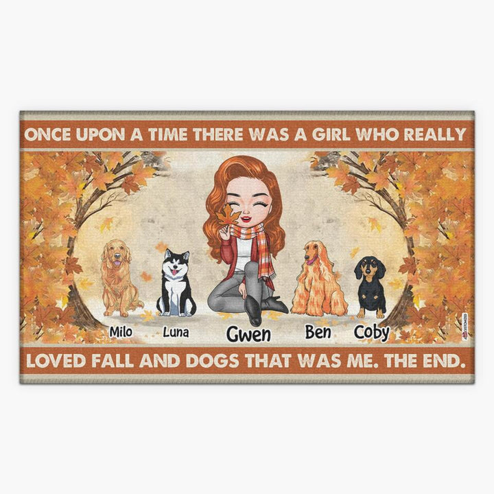 Personalized Doormat - Gift For Dog Lover - A Girl Who Really Loved Fall And Dogs