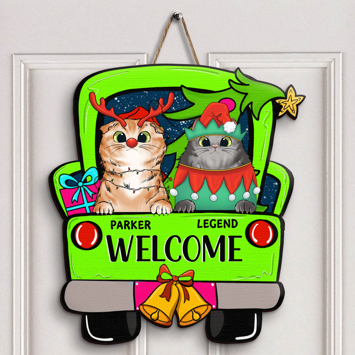 Personalized Door Sign - Gift For Cat Lover - Welcome To Our House