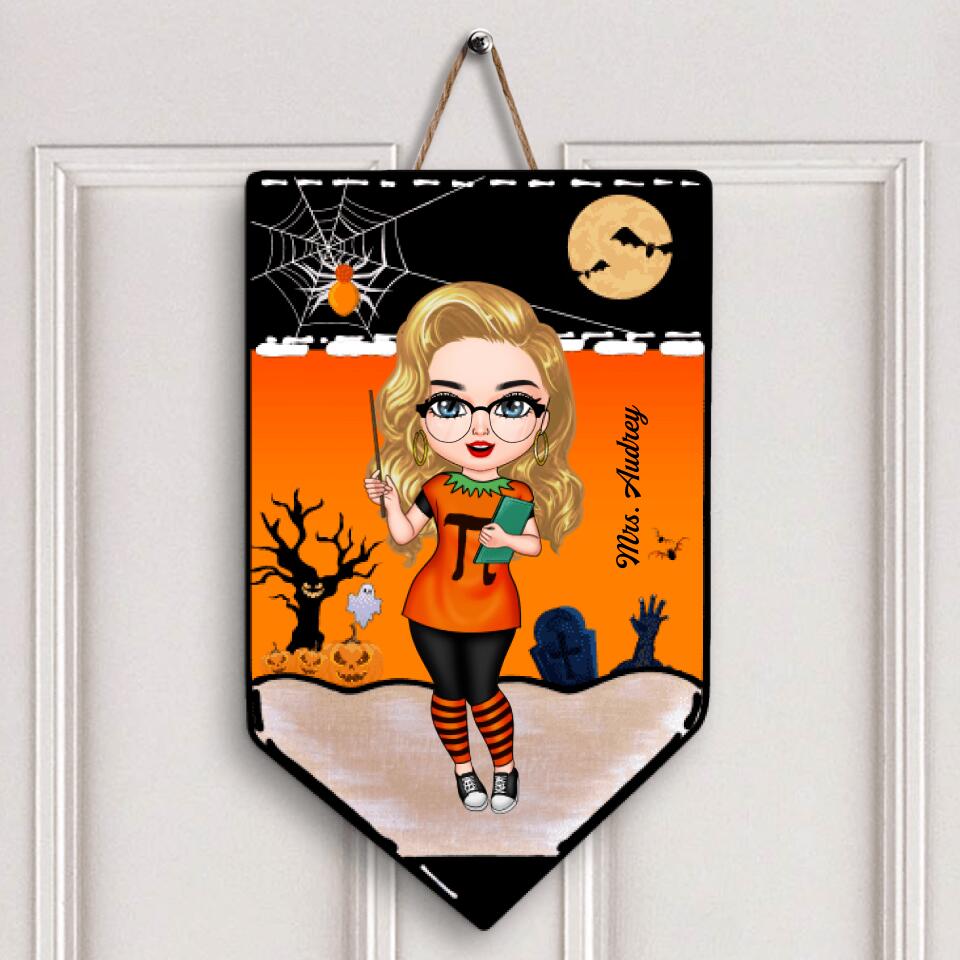 Personalized Door Sign - Gift For Teacher - Pencil Door Sign Halloween