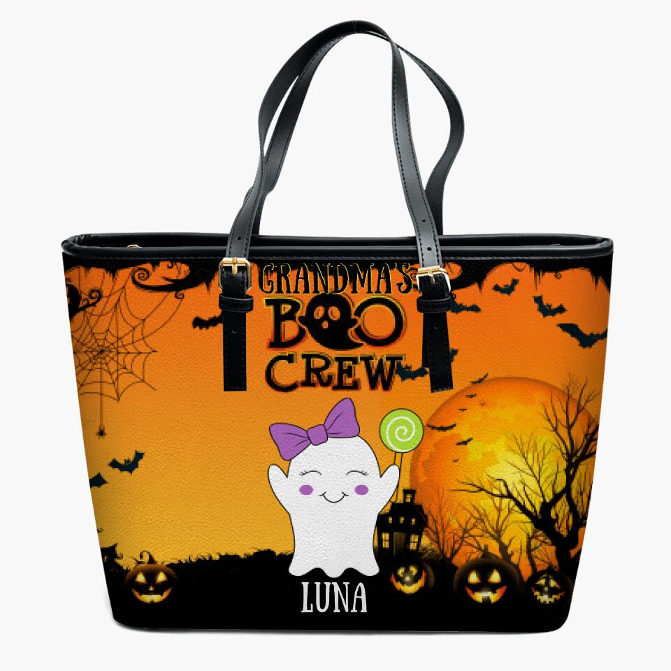 Personalized Leather Bucket Bag - Gift For Grandma - Grandma's Boo Crew