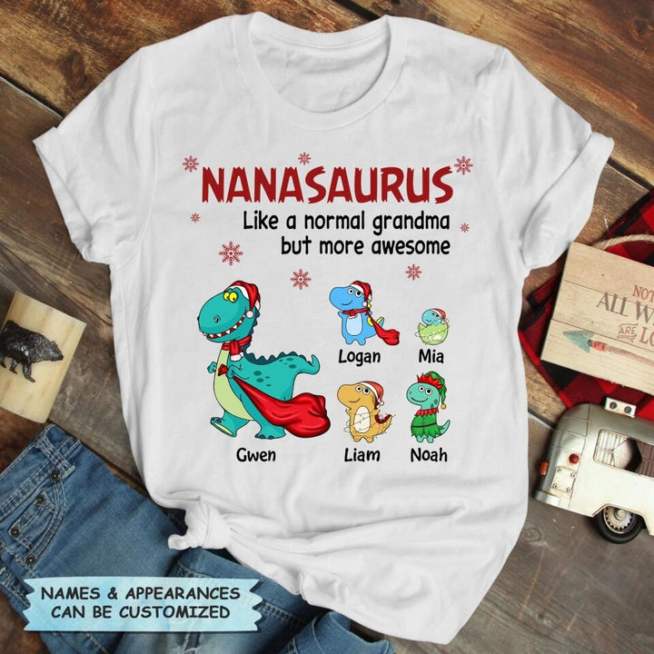 Personalized T-shirt - Gift For Grandma - Nanasaurus Christmas