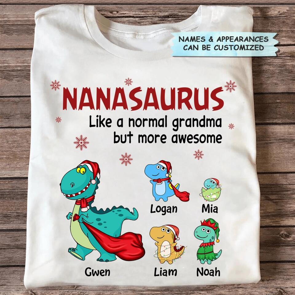 Personalized T-shirt - Gift For Grandma - Nanasaurus Christmas