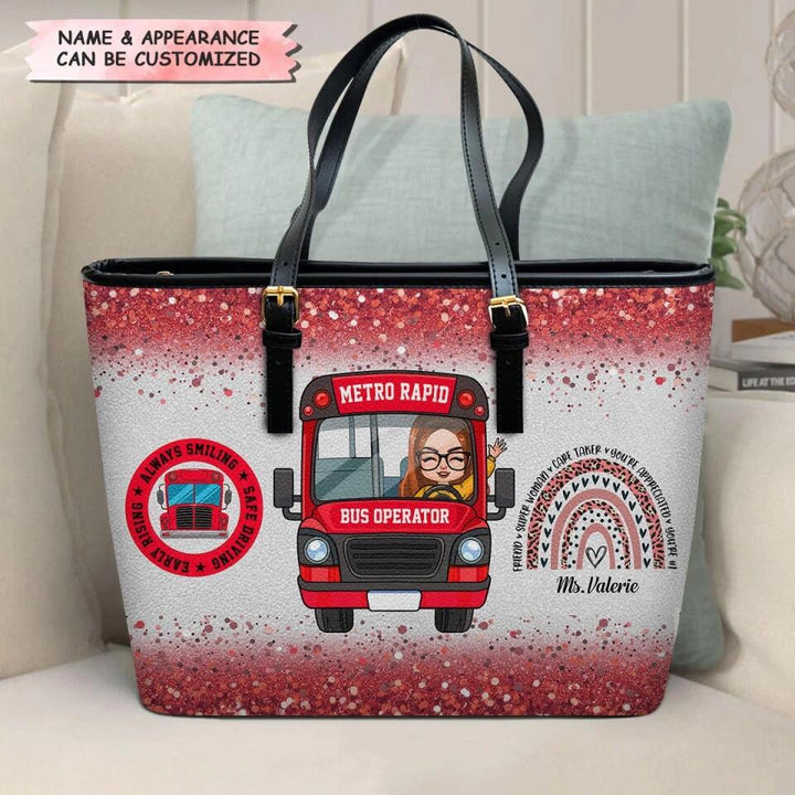 Personalized Leather Bucket Bag - Gift For City Bus Driver - Metro Rapid Bus Operator
